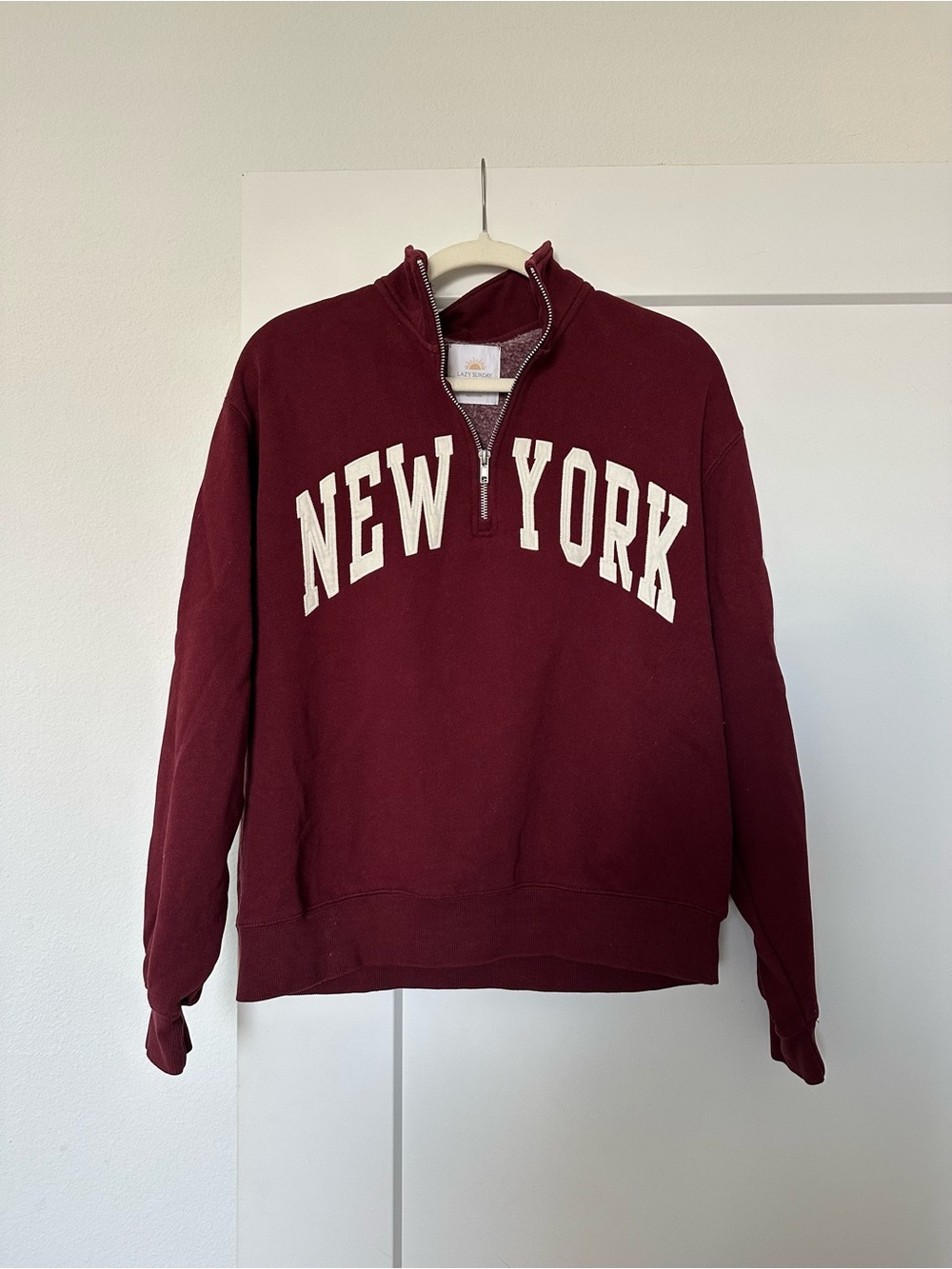 Lazy Sunday Maroon New York Half-Zip Sweatshirt